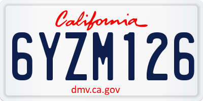 CA license plate 6YZM126