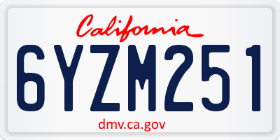 CA license plate 6YZM251