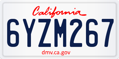 CA license plate 6YZM267