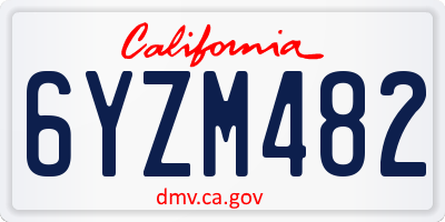CA license plate 6YZM482