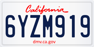 CA license plate 6YZM919