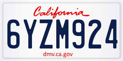 CA license plate 6YZM924