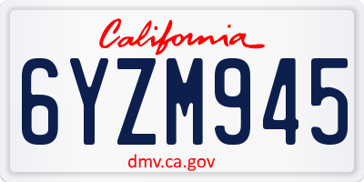 CA license plate 6YZM945