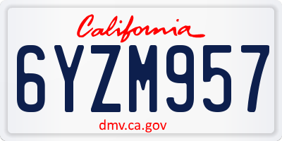 CA license plate 6YZM957