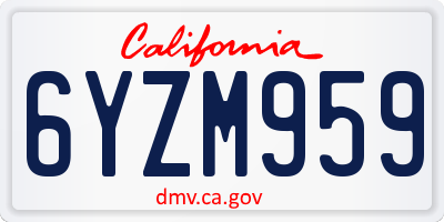 CA license plate 6YZM959