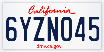 CA license plate 6YZN045