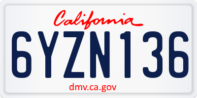 CA license plate 6YZN136