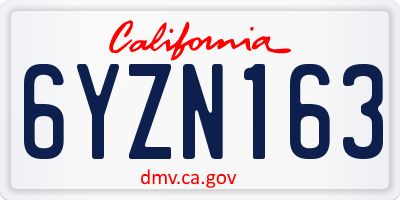 CA license plate 6YZN163
