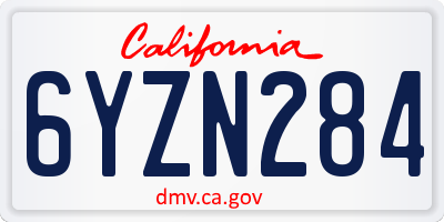 CA license plate 6YZN284