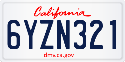 CA license plate 6YZN321