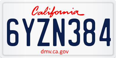 CA license plate 6YZN384