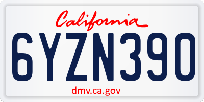 CA license plate 6YZN390