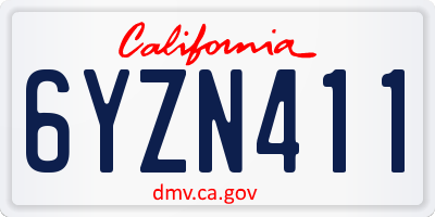 CA license plate 6YZN411