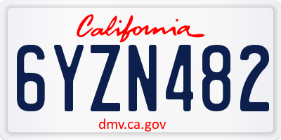 CA license plate 6YZN482