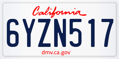 CA license plate 6YZN517