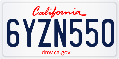 CA license plate 6YZN550