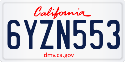 CA license plate 6YZN553