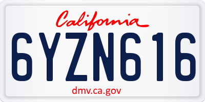 CA license plate 6YZN616