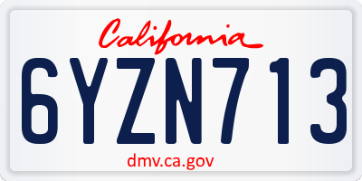 CA license plate 6YZN713