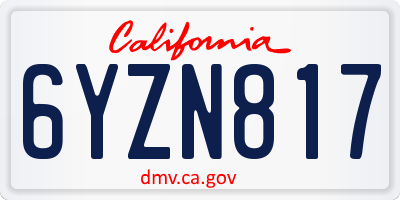 CA license plate 6YZN817