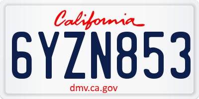 CA license plate 6YZN853