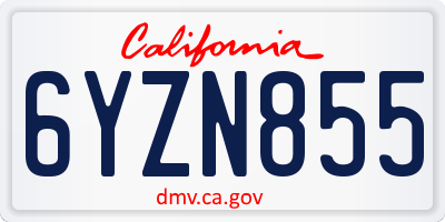 CA license plate 6YZN855