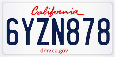 CA license plate 6YZN878