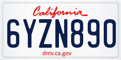 CA license plate 6YZN890