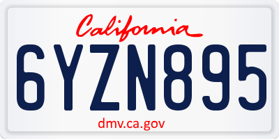 CA license plate 6YZN895