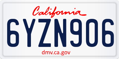 CA license plate 6YZN906