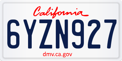 CA license plate 6YZN927