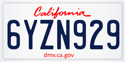 CA license plate 6YZN929