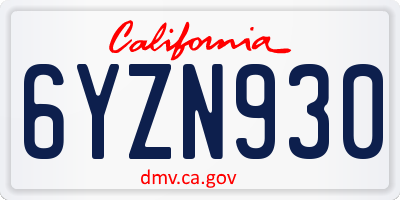 CA license plate 6YZN930