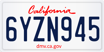 CA license plate 6YZN945