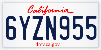CA license plate 6YZN955