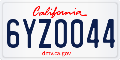 CA license plate 6YZO044