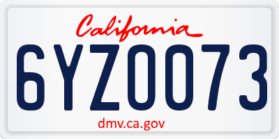 CA license plate 6YZO073