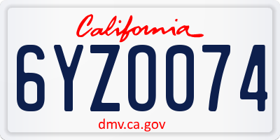 CA license plate 6YZO074