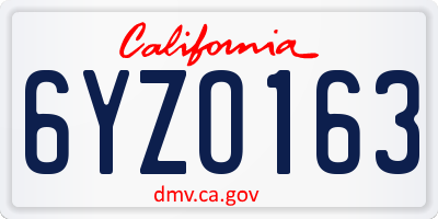CA license plate 6YZO163