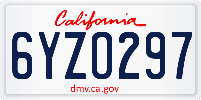 CA license plate 6YZO297