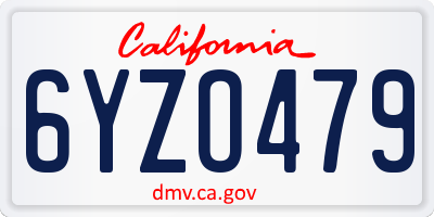 CA license plate 6YZO479