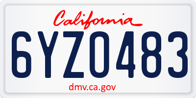 CA license plate 6YZO483