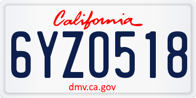 CA license plate 6YZO518