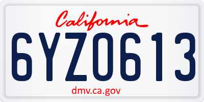 CA license plate 6YZO613