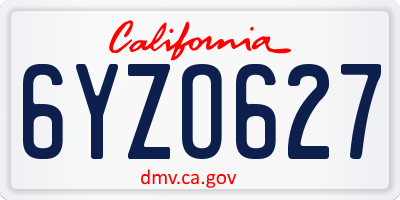 CA license plate 6YZO627
