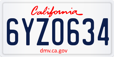 CA license plate 6YZO634
