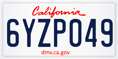 CA license plate 6YZP049