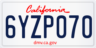 CA license plate 6YZP070