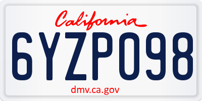 CA license plate 6YZP098