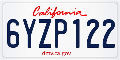 CA license plate 6YZP122